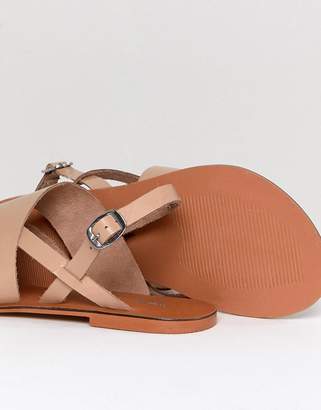 ASOS DESIGN FINLEY Leather Flat Sandals