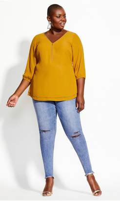 City Chic Citychic Sexy Fling Elbow Sleeve Top - amber