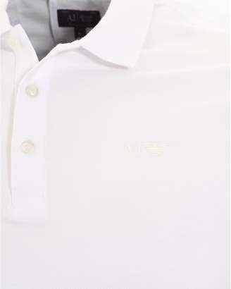 Armani Jeans Mens Polo Shirt, Plain White Short Sleeve Polo
