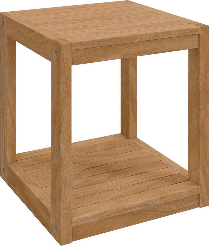 Modway Carlsbad Teak Wood Outdoor Patio Side Table