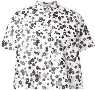 Schumacher floral print perforated shirt
