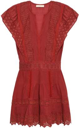 Vanessa Bruno Crochet-trimmed Broderie Anglaise Cotton, Ramie And Linen-blend Mini Dress