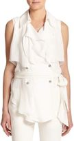 Thumbnail for your product : Haute Hippie Sleeveless Silk Trench Blouse