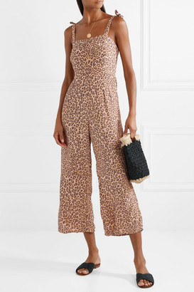Faithfull The Brand Elsa Cropped Leopard-print Crepe Jumpsuit