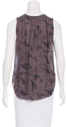 L'Agence Ruffle-Accented Printed Top