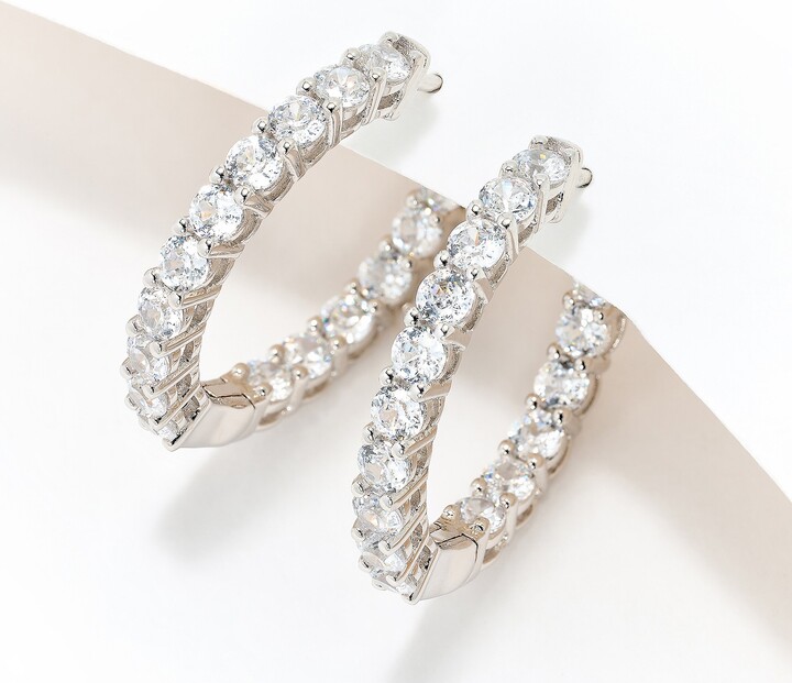 Diamonique Classics Inside-Out Hoop Earrings, Sterling Silver