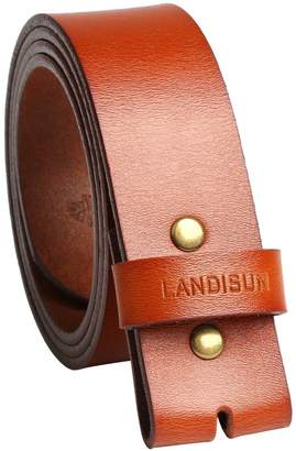Landisun Leather Belt Grain Smooth Style Snap on Belt Strap 1 1/2" Wide , 50" L x 1.5" W