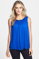 Thumbnail for your product : Vince Camuto Faux Leather Trim Crinkled Blouse