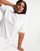 Thumbnail for your product : Noisy May Curve exclusive organic cotton midi t-shirt dress with pocket detail in white