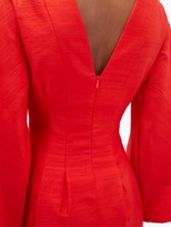 Thumbnail for your product : Rasario Balloon-sleeve Raw-silk Dress - Red