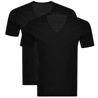 Calvin Klein 2 Pack V Neck T Shirts Black