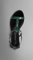 Thumbnail for your product : Burberry Notch Detail Snakeskin Sandals