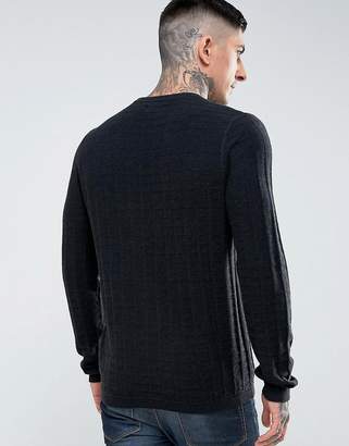 Farah Shirland Slim Fit Textured Jumper In Black