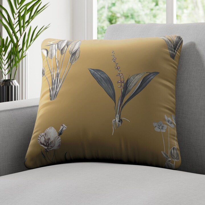 Dunelm Ava Made to Order Fire Retardant Cushion Cover Yellow/Grey