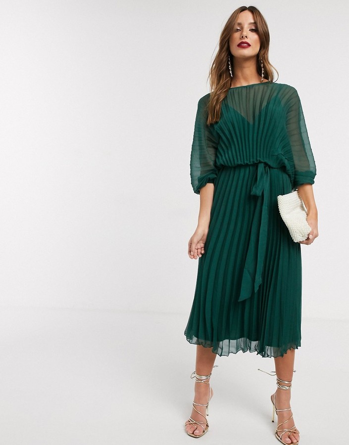 asos pleated midi dress