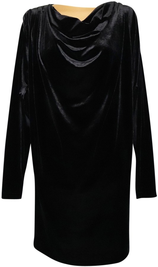 ganni black velvet dress
