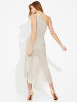 Thumbnail for your product : Halston Asymmetric ruched foiled chiffon dress