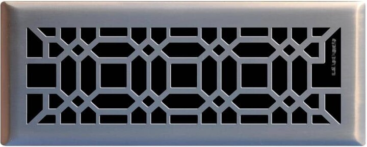 Hampton Bay Oriental 4 in. x 12 in. Steel Floor Register in Brushed Nickel