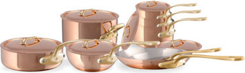 Mauviel M'heritage 200 B 14-Piece Copper Cookware Set With Brass Handles