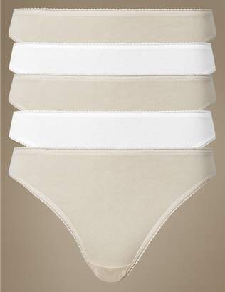 Marks and Spencer 5 Pack Cotton Rich Low Rise Thongs
