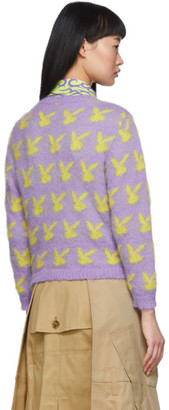 Ashley Williams Purple and Yellow Knit Bunny Cardigan