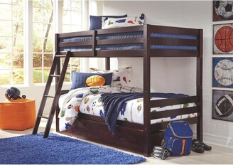 Signature Design by Ashley Halanton Dark Brown Twin Over Full Bunk Bed with Storage