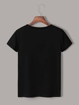 Thumbnail for your product : Shein Slogan Print Round Neck Tee