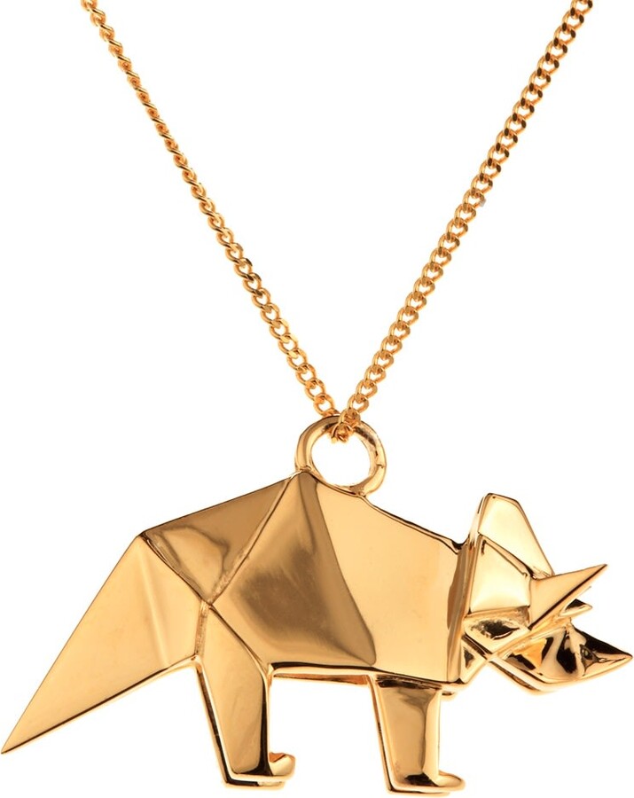 Origami Jewellery Triceratop Necklace Gold