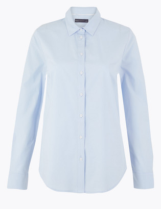 Marks and Spencer Cotton Slim Fit Long Sleeve Shirt