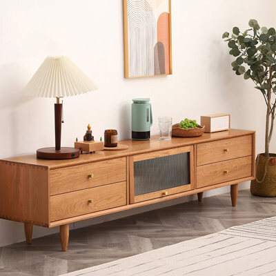 LIZIYE Nordic Style Cherry Wood TV Stand