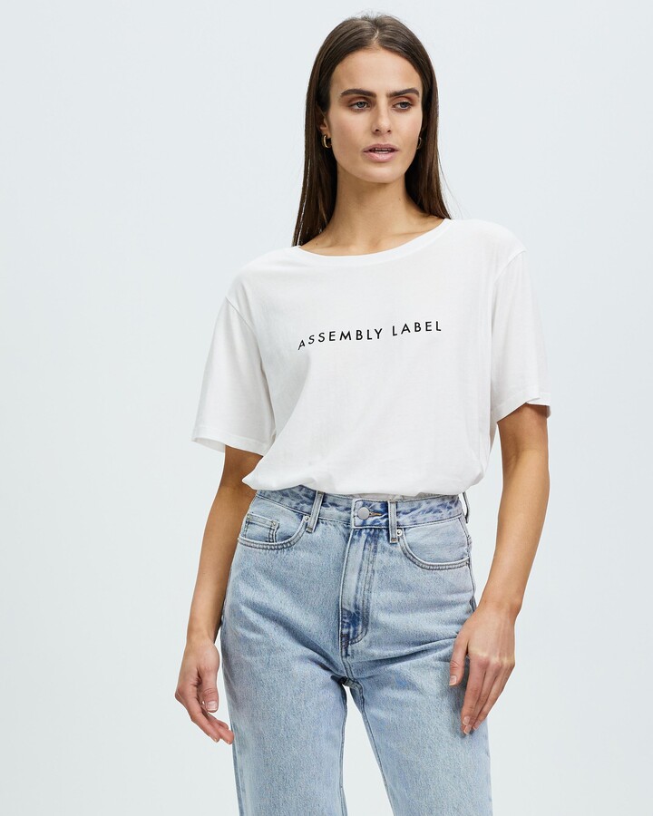 assembly label white tee