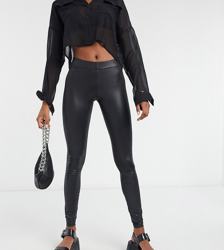 Noisy May Tall leather look leggings in black - ShopStyle