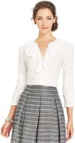 Thumbnail for your product : Tahari ASL Split-Neck Ruffled Button-Front Shirt