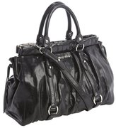 Thumbnail for your product : Miu Miu Black Pleated Leather Convertible Bag