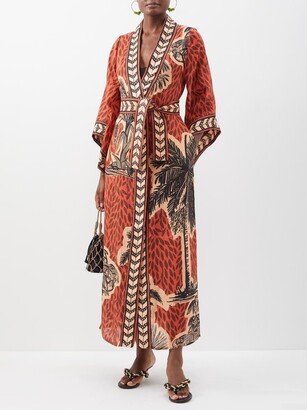 Johanna Ortiz Bambala Tropical-print Linen Robe