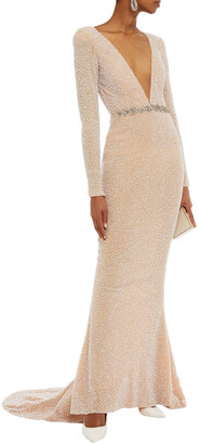Rachel Gilbert Merryn Embellished Stretch-tulle Gown