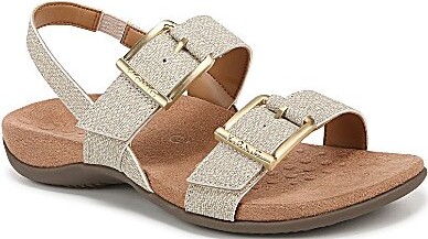 Vionic Reese Textured Buckle Hardware Banded Slingback Sandals