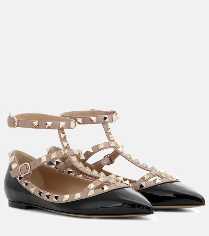 Valentino Garavani Rockstud patent leather ballet flats - ShopStyle
