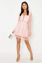 Thumbnail for your product : boohoo Premium Lace Flared Sleeve Skater Dress