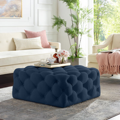 House of Hampton Madeline 33" Rolling Tufted Cocktail Ottoman