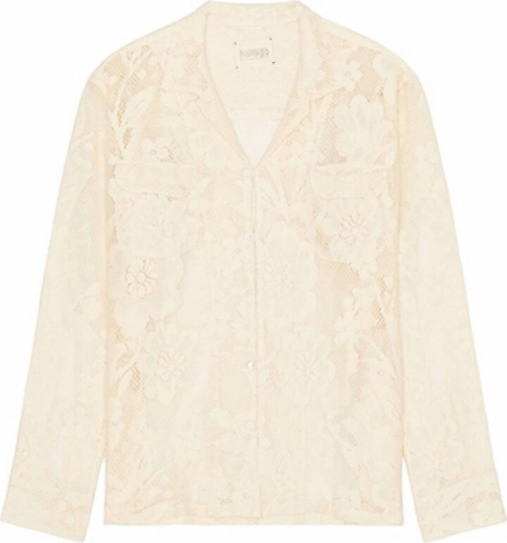 Harago Women's Lace Full Sleeve Shirt In Off White