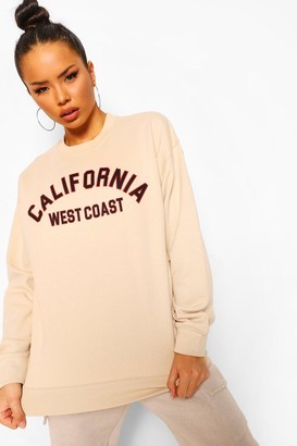 boohoo California Slogan Oversized Sweatshirt