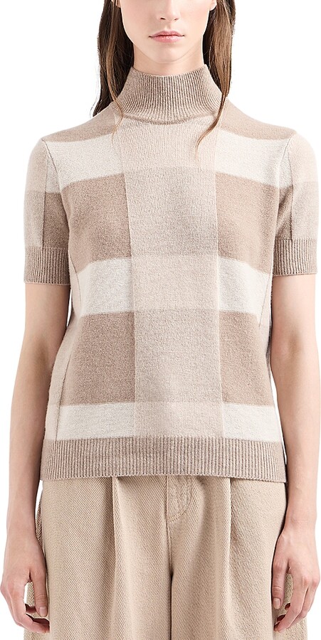 Emporio Armani Turtleneck Checkered Sweater