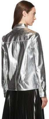 MSGM Silver Faux-Leather Button Down Shirt