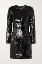 Thumbnail for your product : HANEY Alexandra Cutout Sequined Tulle Mini Dress - Black