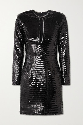 HANEY Alexandra Cutout Sequined Tulle Mini Dress - Black
