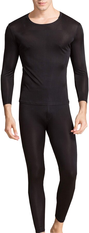 METWAY Silk Long Underwear Men's Silk Long Johns|2pc Thermal Underwear ...