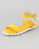 Thumbnail for your product : Stuart Weitzman Ringo Ankle-Strap Flat Sandal, Sunny