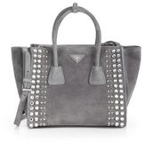 Thumbnail for your product : Prada Studded Suede Twin Pocket Tote