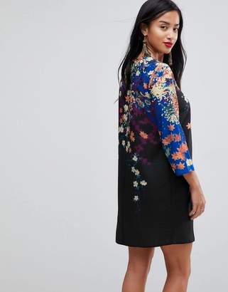ASOS Petite Mini Shift Dress In Floral Print